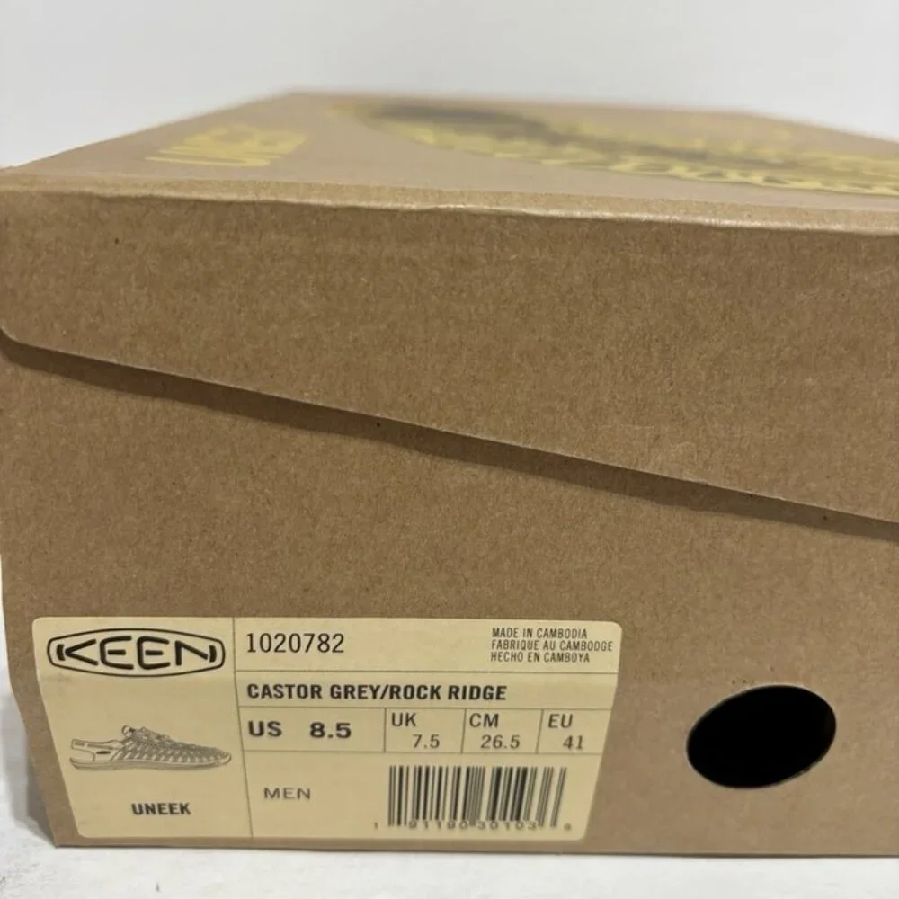 Keen Men’s Uneek Castor Grey Slingback Sandals, Size 8.5 M